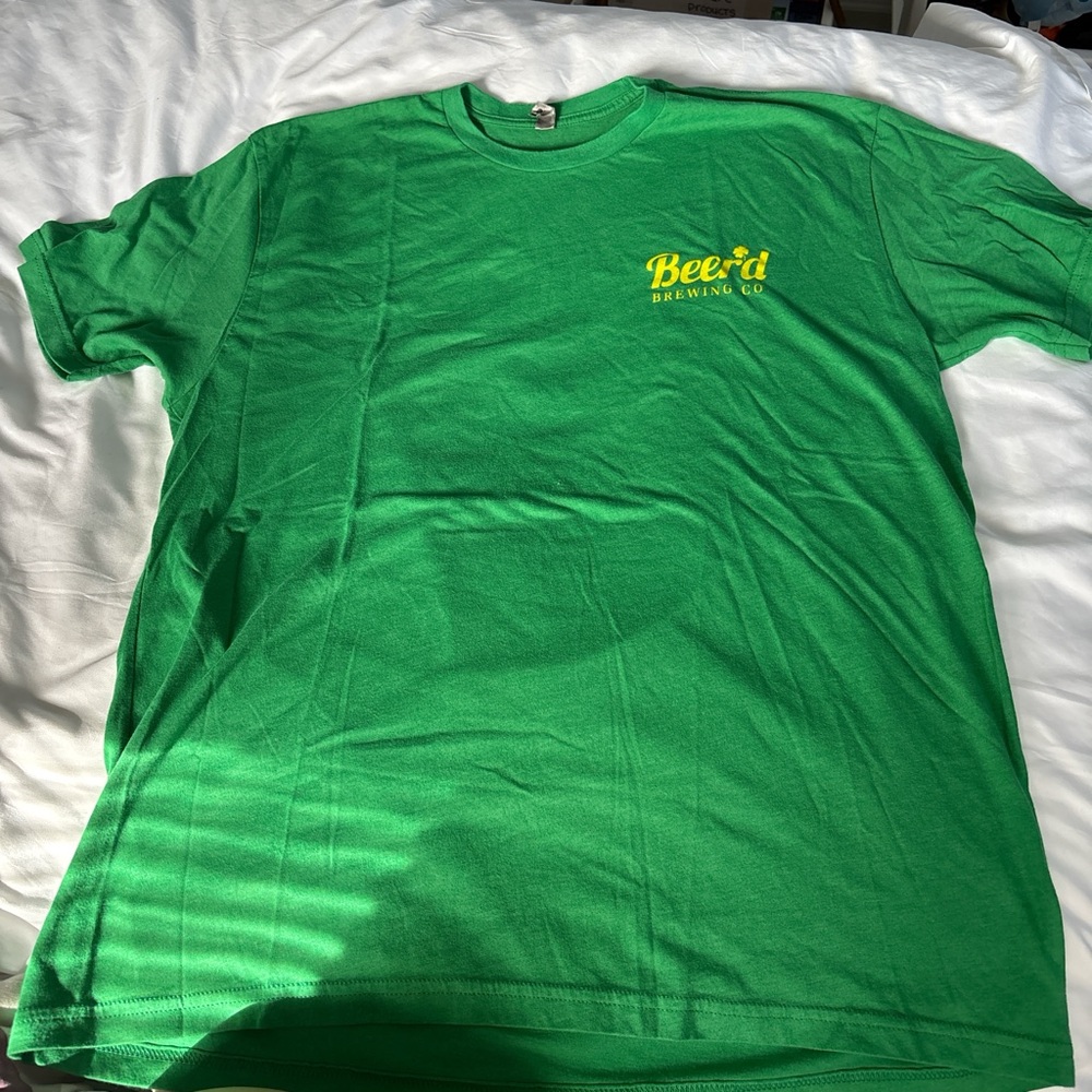 Next Level Apparel Bright Green Tee with Yellow Print